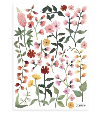 QUEYRAN - Stickers fleurs des champs en vinyle 29,7 x 42 cm