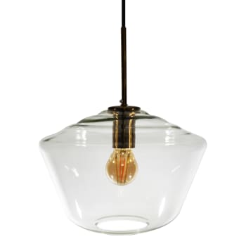 ASTRID - Suspension en verre avec support de lampe en bronze.
