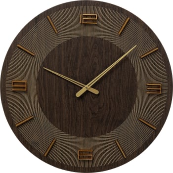 Levi - Wanduhr aus Holz und Aluminium, braun, D60cm