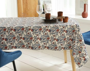 Nappe carrée bleu grisé en coton 150x150 STRIBER