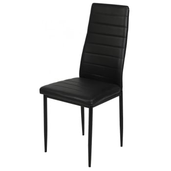 SIMILICUIR - Chaise en similicuir noir 42,5x40x98cm