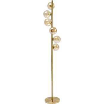 Scala balls - Lámpara de pie en acero dorado y cristal H160