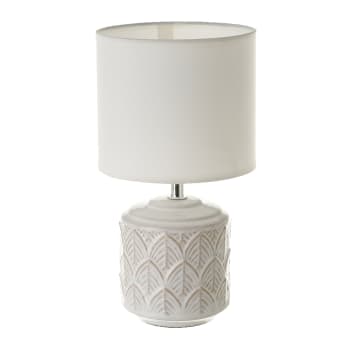 Lámpara de mesa hojas de cerámica blanca