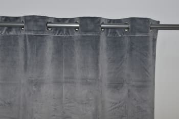 Rideau en velours occultant polyester gris foncé 140x260 cm