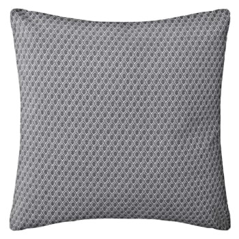Coussin déhoussable à impressions géométriques polyester gris 38x38