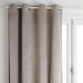 Rideau en velours occultant polyester gris souris 140x260 cm