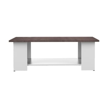 Square - Table basse effet bois blanc et béton