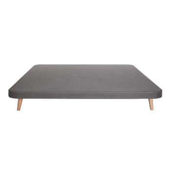 LUXE - Base de madera tapizada en tejido gris 160x190