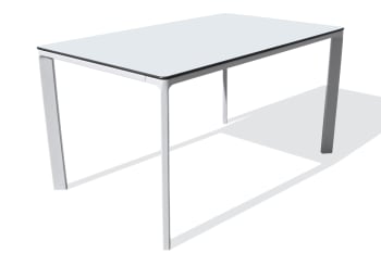 Meet - Table de jardin 6 places en aluminium laqué et peinture Epoxy blanc