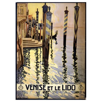 Tableau affiche touristique vintage Venise et le Lido 50x70cm