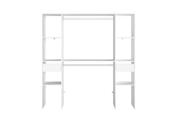 Elysee - Dressing blanc 6 étagères, 2 tiroirs, 2 penderies 180 x 40 x 180 cm