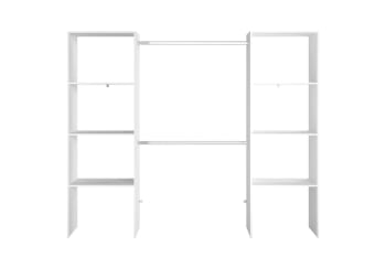 Elysee - Kleiderschrank 6 Fächer, 2 Garderoben 220 x 40 x 180 cm, weiß