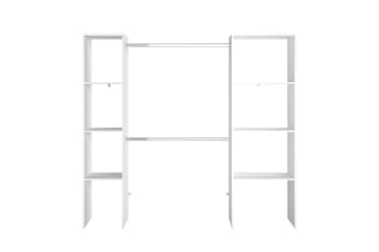 Elysee - Kleiderschrank 6 Fächer, 2 Garderoben 198 x 40 x 180 cm, weiß