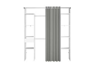 Elysee - Vestidor con cortina + 2 armarios + 6 estantes + 1 cajón