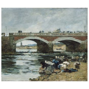 Tableau Lavandières Près D'Un Pont Eugène Boudin cm 50x70cm