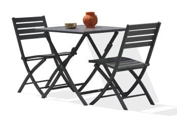 Marius - Tavolo e sedie da giardino 2 posti in alluminio grigio actracite