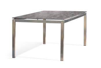 Torino - Table de jardin plateau céramique structure inox gris