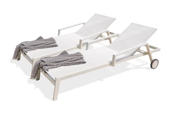 Ibiza - Set mit 2 Sonnenliegen, Aluminium und Textilene, weiß