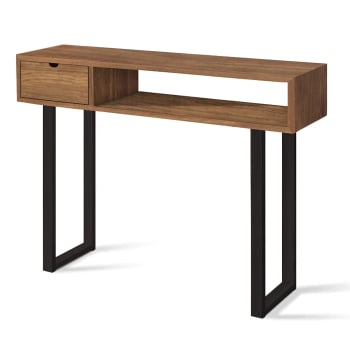 Recibidor Angi 100 diseño industrial, cajón y estante, madera maciza