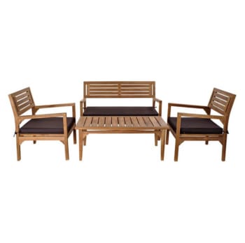 Conjunto de mesa con 3 sillones teca (4 pcs)