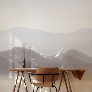 Papier peint panoramique misty mountains 425 x 250 cm beige