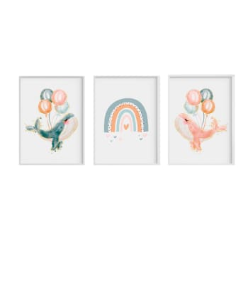Poster Per Cameretta Con Cornice: Arcobaleno E Margherite In Formato A4 - 4