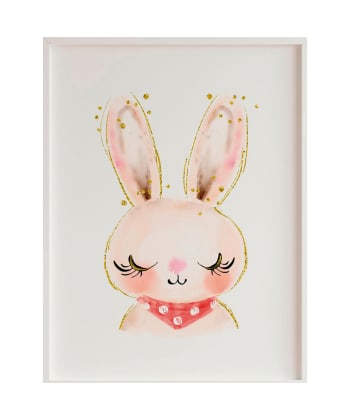 DECOWALL - Lámina rabbit enmarcada madera blanca 43X33 cm