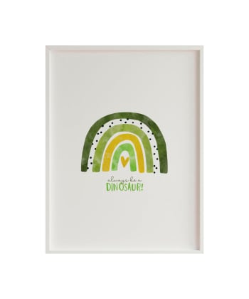 DECOWALL - Impression de arc-en-ciel vert encadrée en bois blanc 43X33 cm