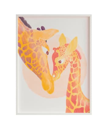 DECOWALL - Impression de girafe fantasy encadrée en bois blanc 43X33 cm