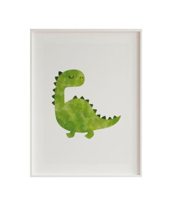 DECOWALL - Impression de dinosaure encadrée en bois blanc 43X33 cm