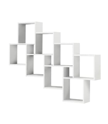 Laurio - Estantería de pared flotante 11 compartimentos blanco