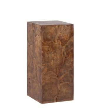 Pedestal de madera de teca marrón alt. 77 cm