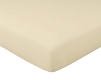 Coton uni lauréat - Drap-housse 180x200x28 beige sable en coton