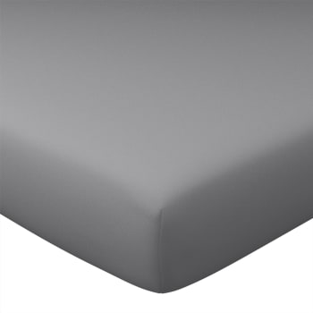 Coton uni lauréat - Drap-housse 160x200x28 gris minéral en coton