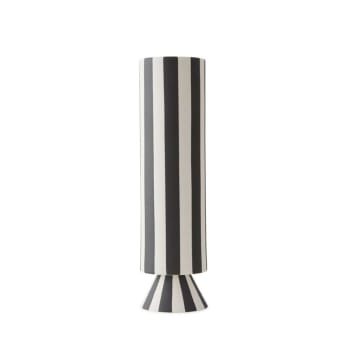TOPPU - Vase blanc et noir 100% grès Ø8,5xH31cm