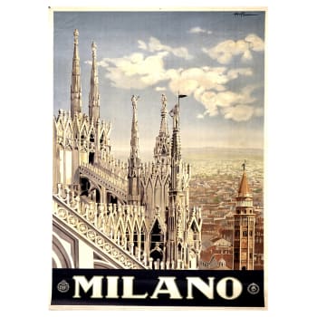 Tableau affiche touristique vintage Milano 50x70cm