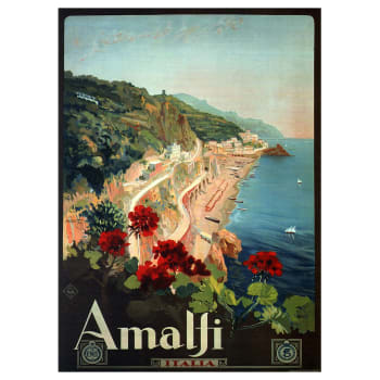 Tableau affiche touristique vintage Amalfi 50x70cm