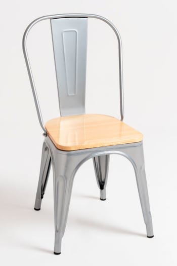 Torix - Pack 6 sillas color gris metalizado en acero reforzado,madera