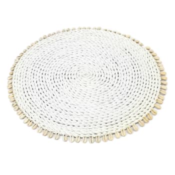 SEAGRASS - Set de table en herbes de mer et coquillages blanc