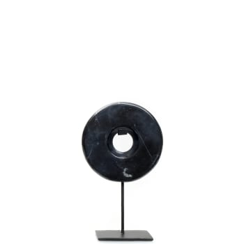 Marble - Estatua de mármol negro sobre una base de metal pequeña