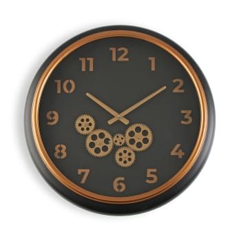 QUEENSLAND - Reloj de pared de metal negro