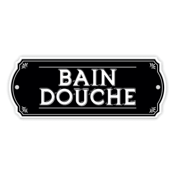 BAIN DOUCHE - Plaque de porte bain douche en métal 19x7,5cm