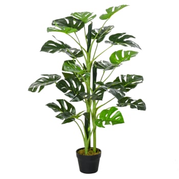 Planta monstera artificial 16 x 16 x 100 cm color verde