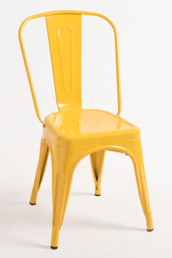 Torix - Silla en color amarillo de estilo vintage en acero reforzado