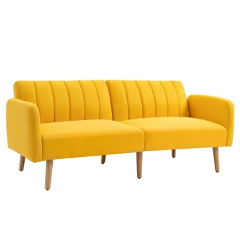 Sofá cama de 2 plazas 173 x 75 x 73 cm color amarillo