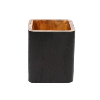 BONDI - Vaso quadrato nero in legno di teak