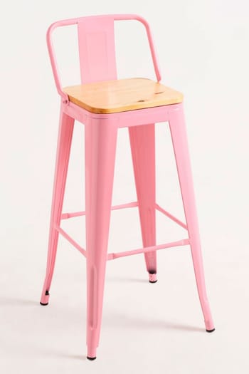 Torix - Taburete rosa industrial,vintage en madera