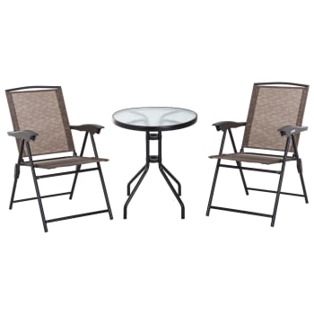 Conjunto mesa y 2 sillas 82,5 x 54 x 90 cm color marrón