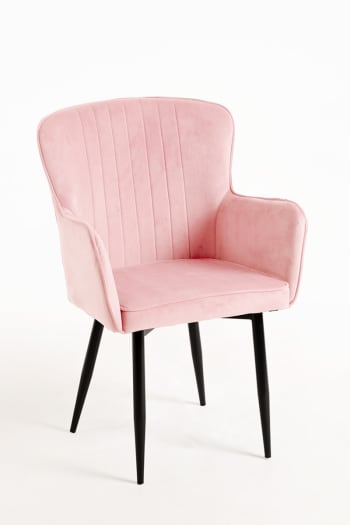 Dalye terciopelo - Silla en color rosa de estilo boho,vintage en terciopelo