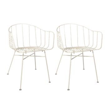 Soho - Lot de 2 fauteuils de table extérieur en métal blanc